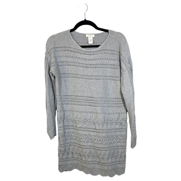 Sundance Silk Blend Open Knit Grey Tunic Sweater Blouse Size Medium Petite - Picture 1 of 5